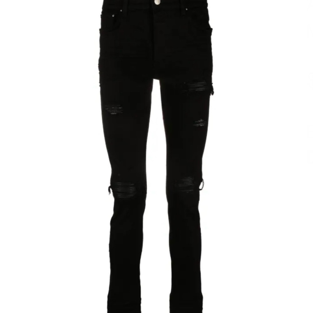 AMIRI MX1 Black Distressed Skinny Jeans